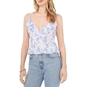 1.State Womens Zipper Chiffon Cami Blue Countryside Ditsy Size S and XL